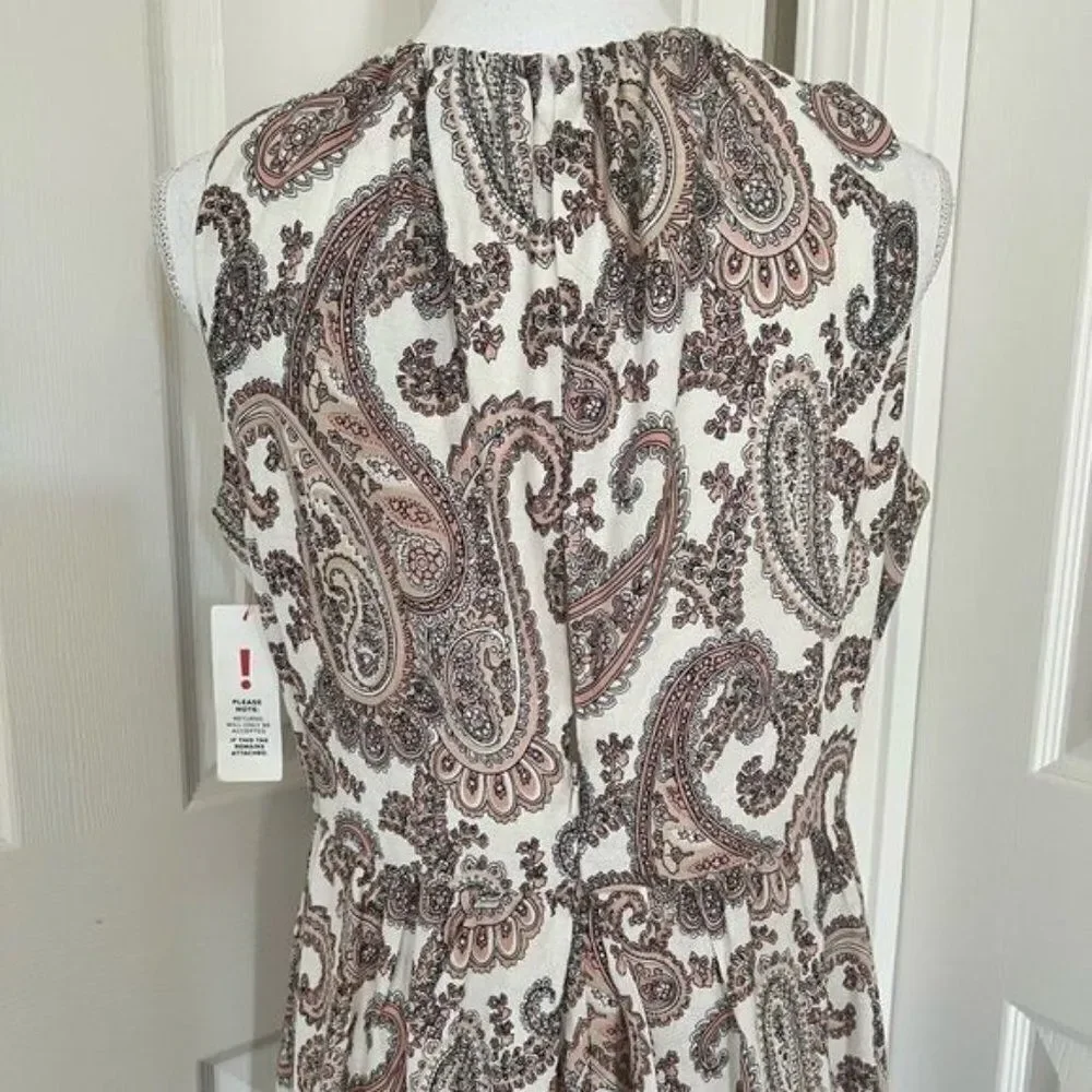 Bardot Paisley Sleeveless Wide Leg Linen Jumpsuit Medium